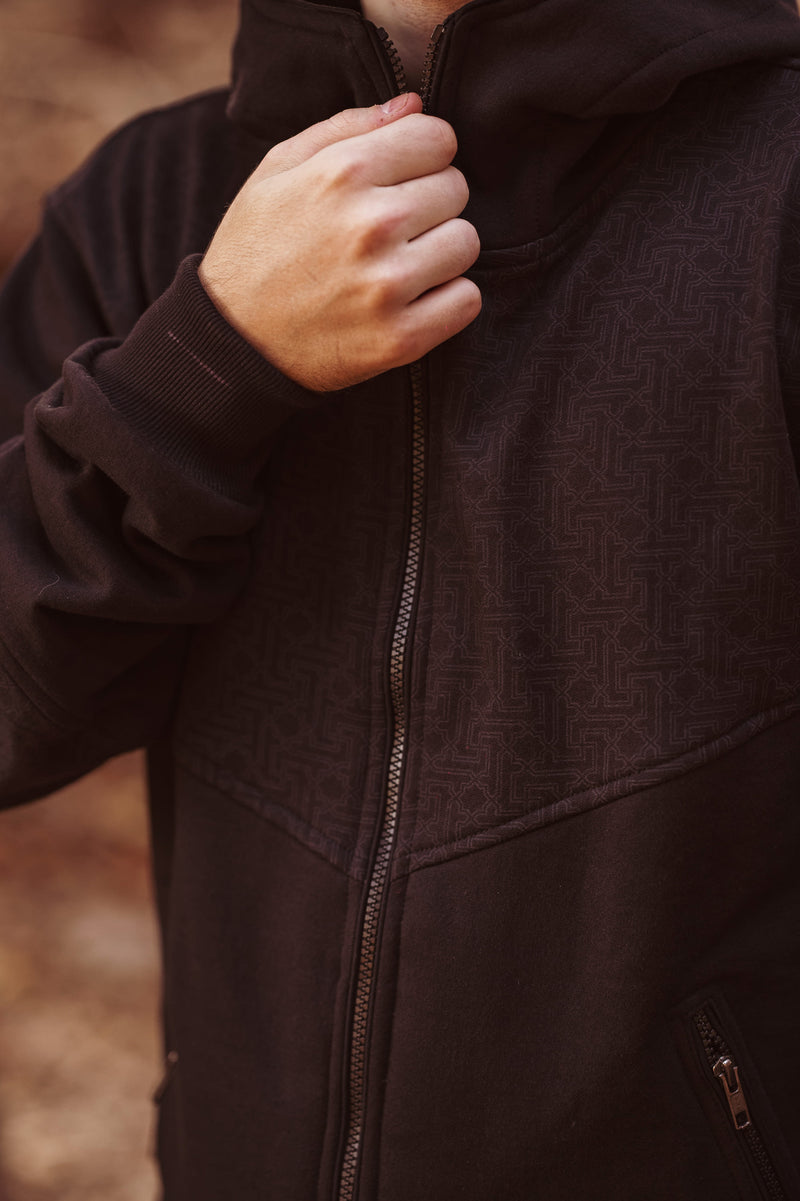YANTRA- Sacred Geometry Print Black Cotton Fleece Hoodie
