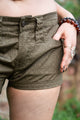 YANTRA | Women's Beige Khaki NY Shorts | Hot Pants with Sacred Geometry Print