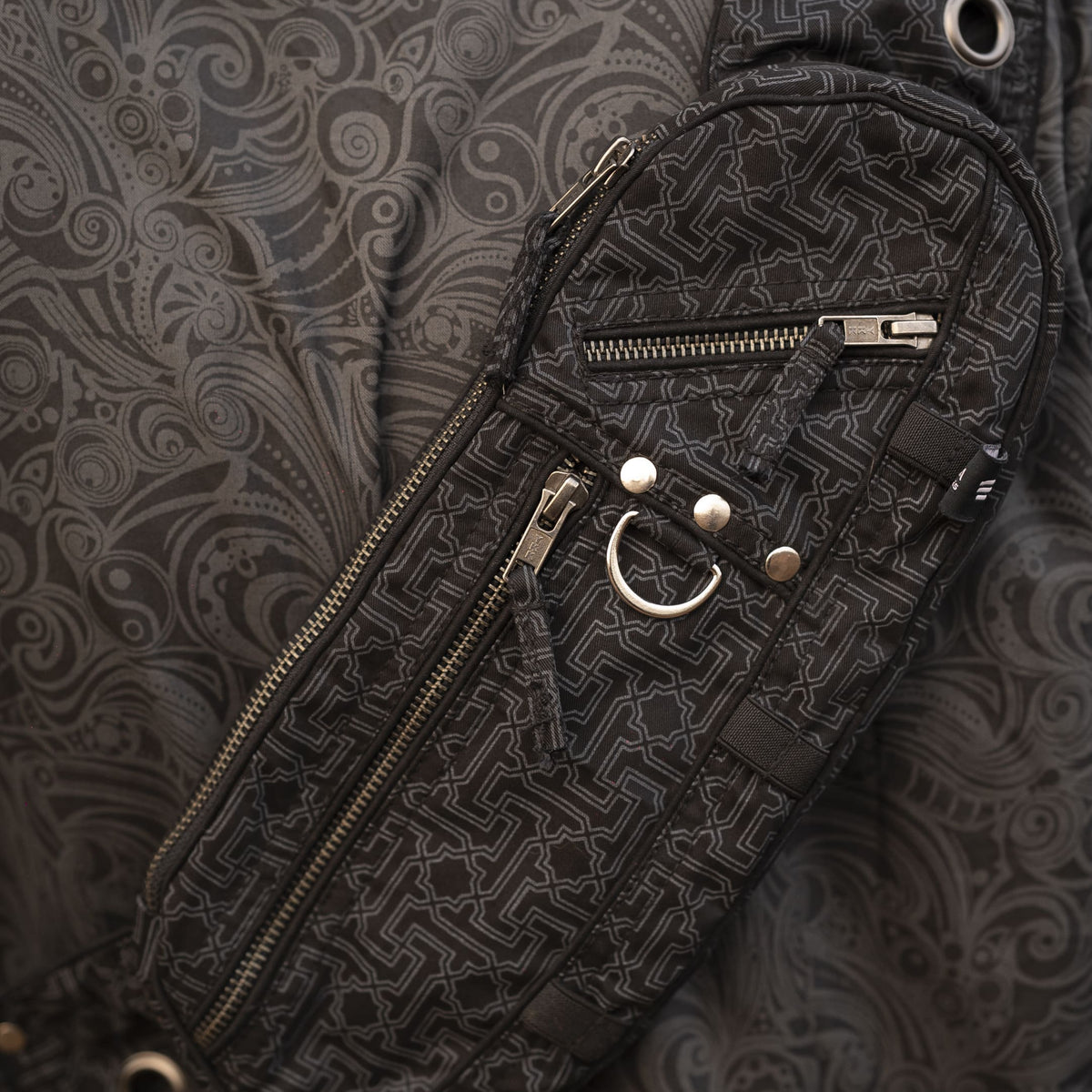 yantra festival crossbody bag screen printed canvas pouch