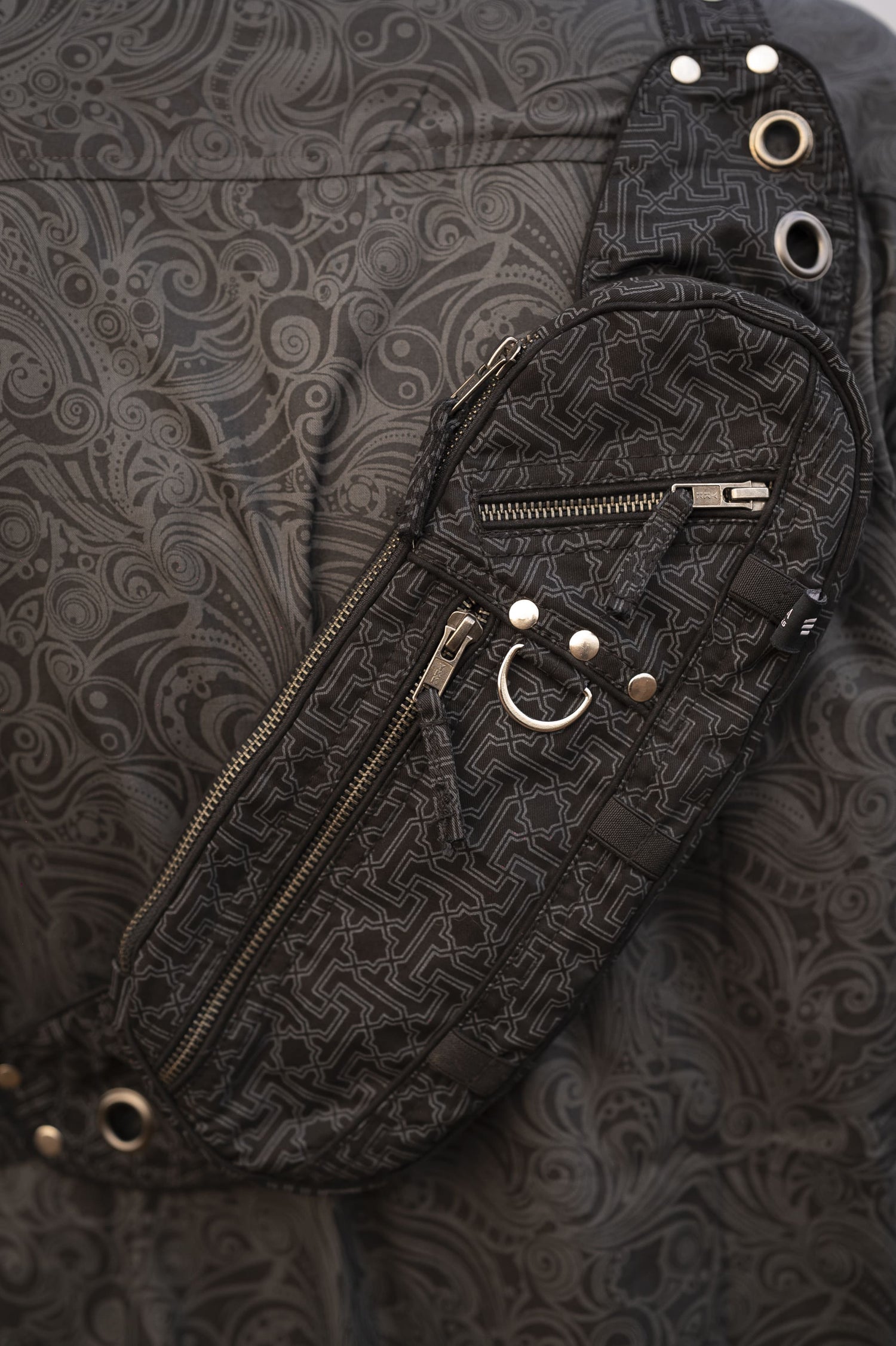 yantra festival crossbody bag screen printed canvas pouch