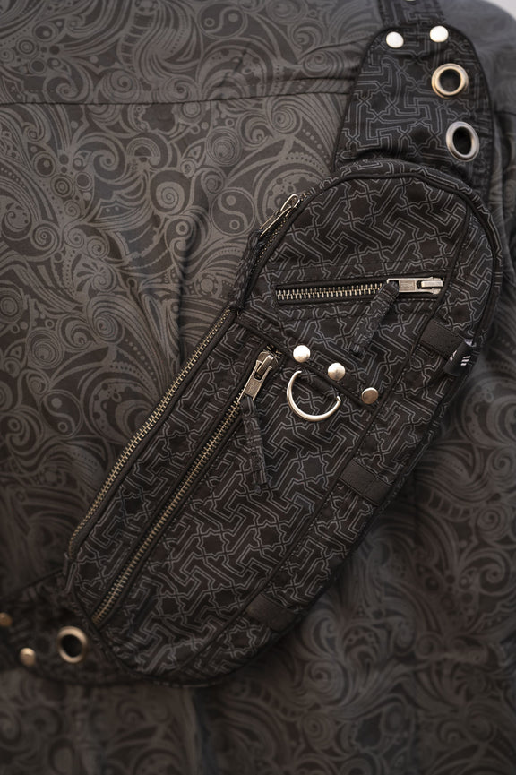 yantra festival crossbody bag screen printed canvas pouch