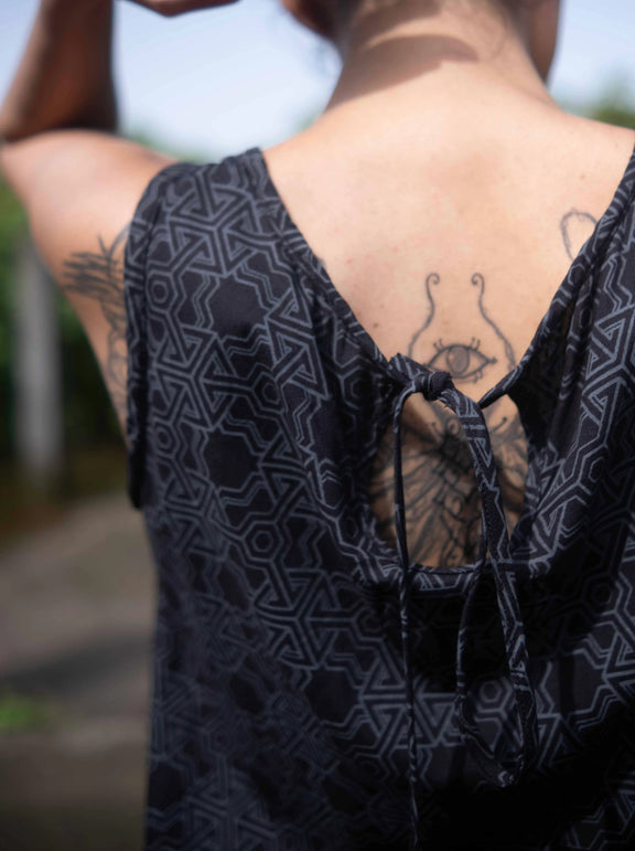 black festival dress sleeveless beachwear style