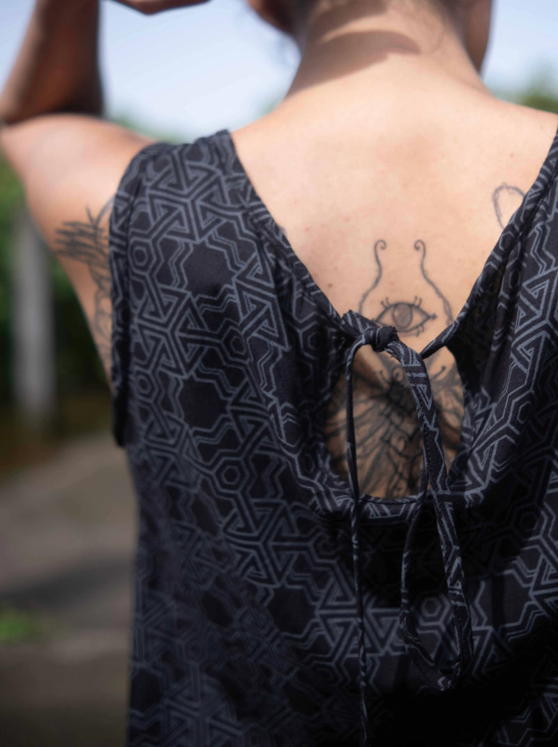 black festival dress sleeveless beachwear style