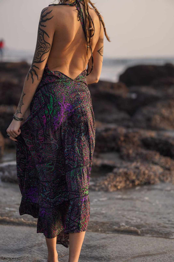 Bamboo Festival Dress for Women | FLUXFUNK Psychedelic Boho Dress M Bamboo Festival Dress for Women | FLUXFUNK Psychedelic Boho Dress M
