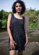 boho festival dress black geometric print front view