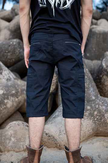 Black NY 3/4 Cargo Shorts | Post-Apocalyptic Steampunk Shorts