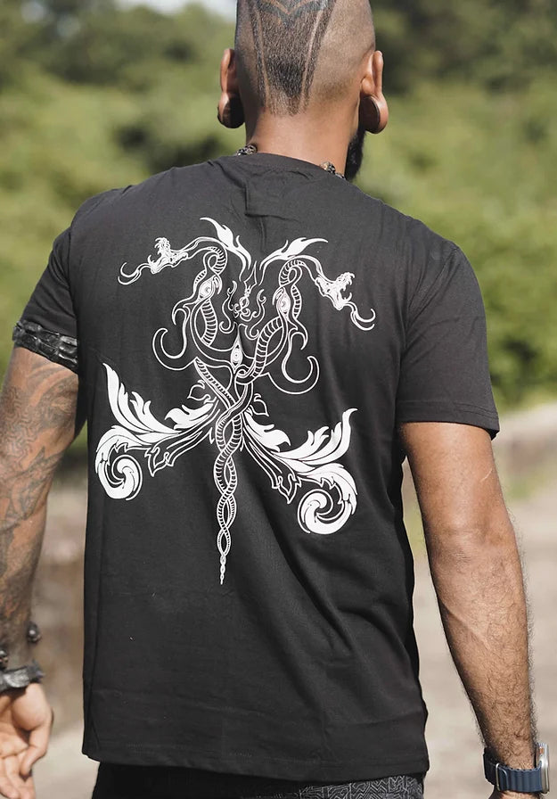 SACRED TRISHUL | Black Men's Psychedelic T-shirts UV Glow