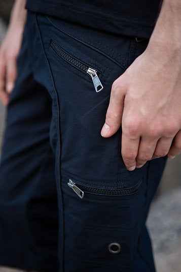 Black NY 3/4 Cargo Shorts | Post-Apocalyptic Steampunk Shorts