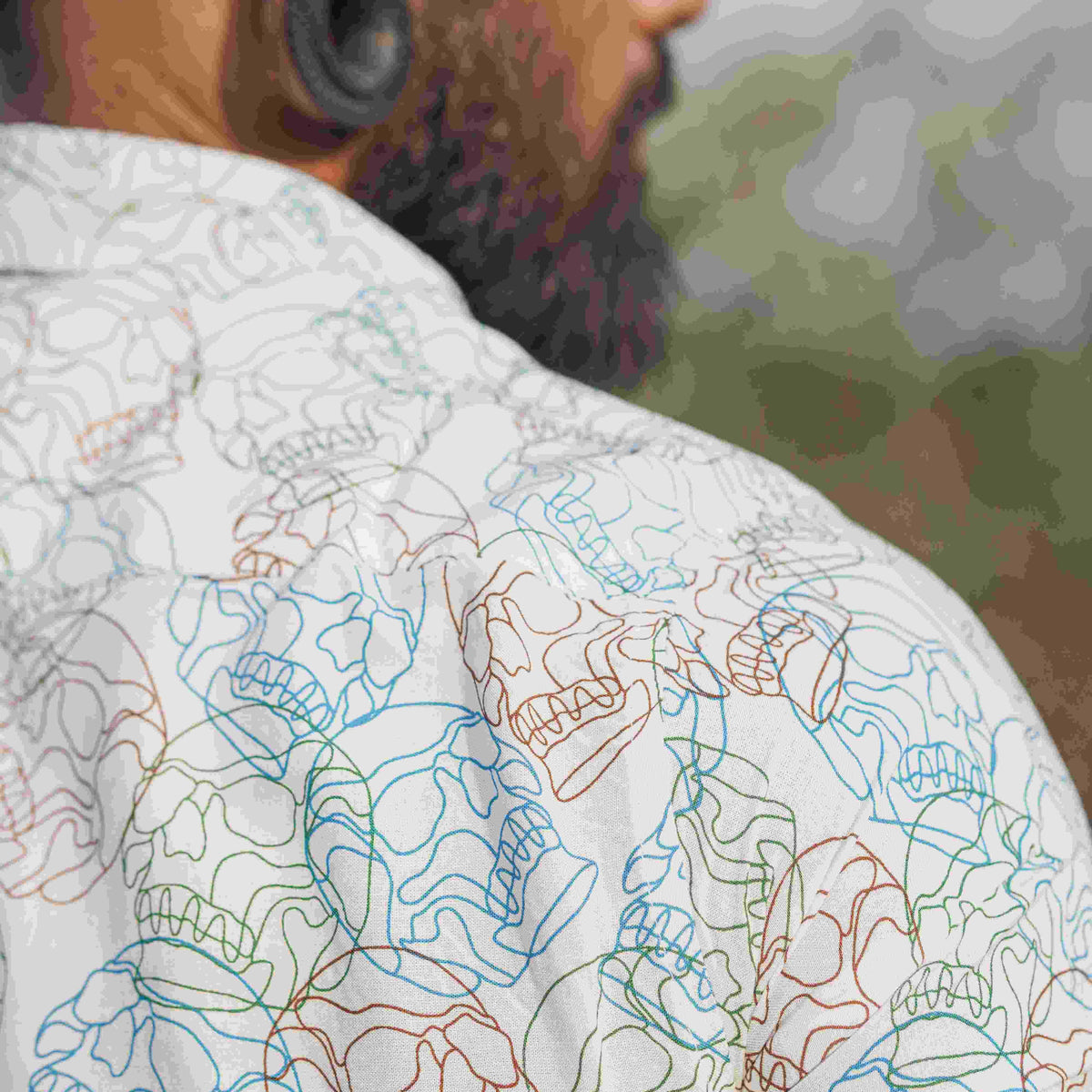SKULL FIST - White Screenprint Shirt | Men's Viscose Skull Gothic Shirt