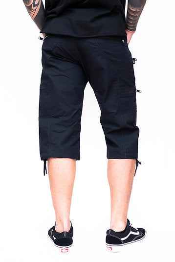Black NY 3/4 Cargo Shorts | Post-Apocalyptic Steampunk Shorts