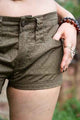 YANTRA | Women's Beige Khaki NY Shorts | Hot Pants with Sacred Geometry Print