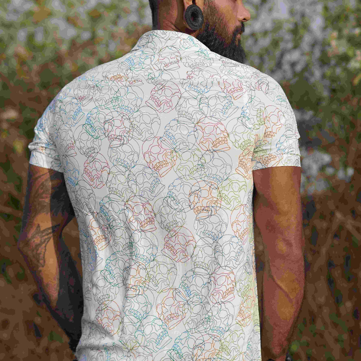 SKULL FIST - White Screenprint Shirt | Men's Viscose Skull Gothic Shirt