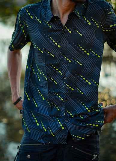 Chakaruna - Men’s Viscose Button up Shirt | Futuristic Printed Shirts for Men