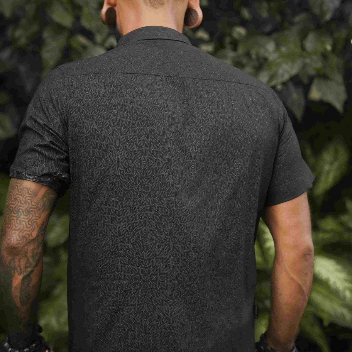 Tetrahedron - Black Screenprint Shirt | Men's Viscose Artwear Shirt