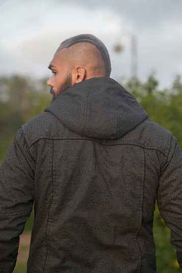 YANTRA TETRAHEDRON - Men's Printed Heavy Cotton Jacket with Fleece Lining