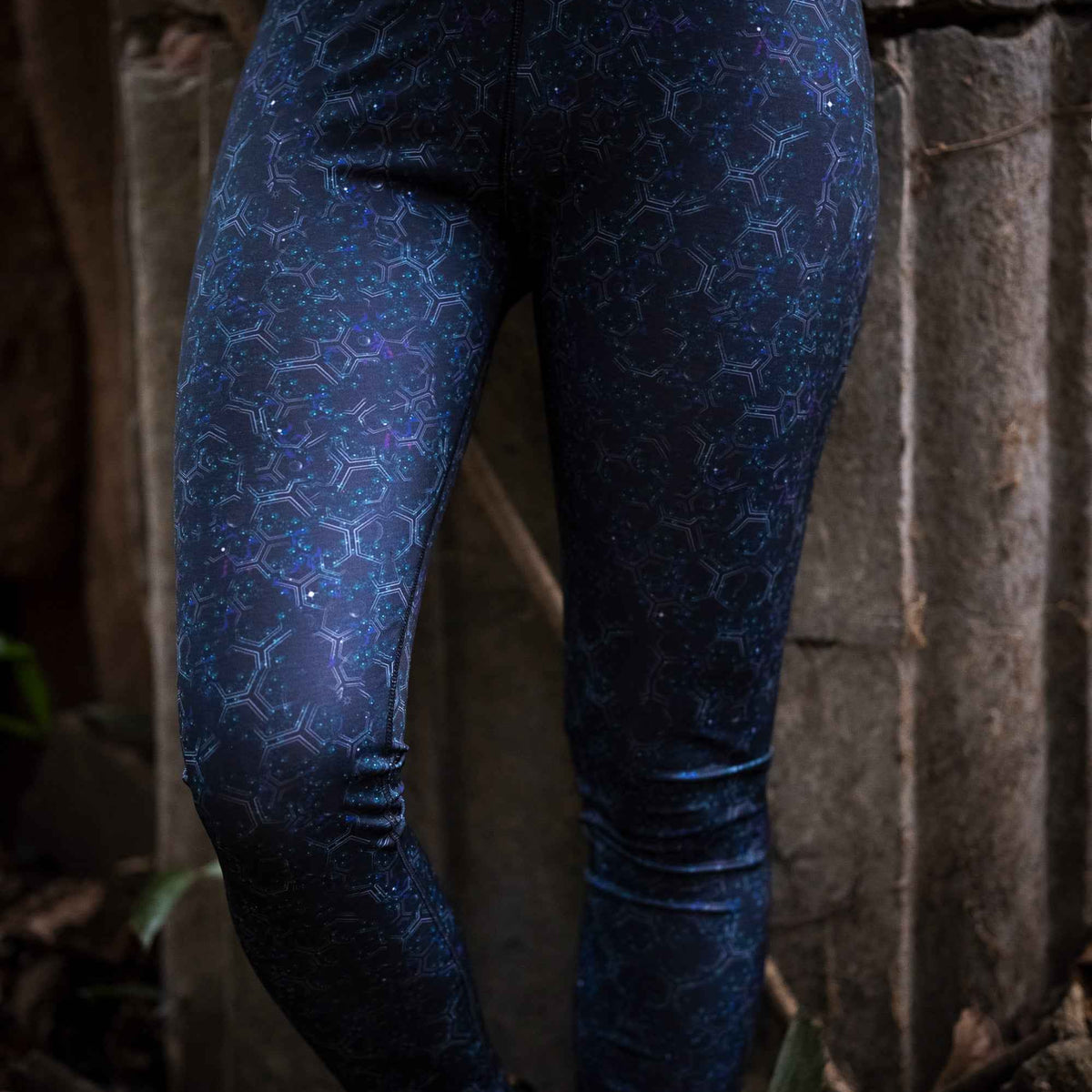 HEXAGON DWELL | Women's Nylon Lycra Leggings | Pixie Psy Festival Rave Leggings