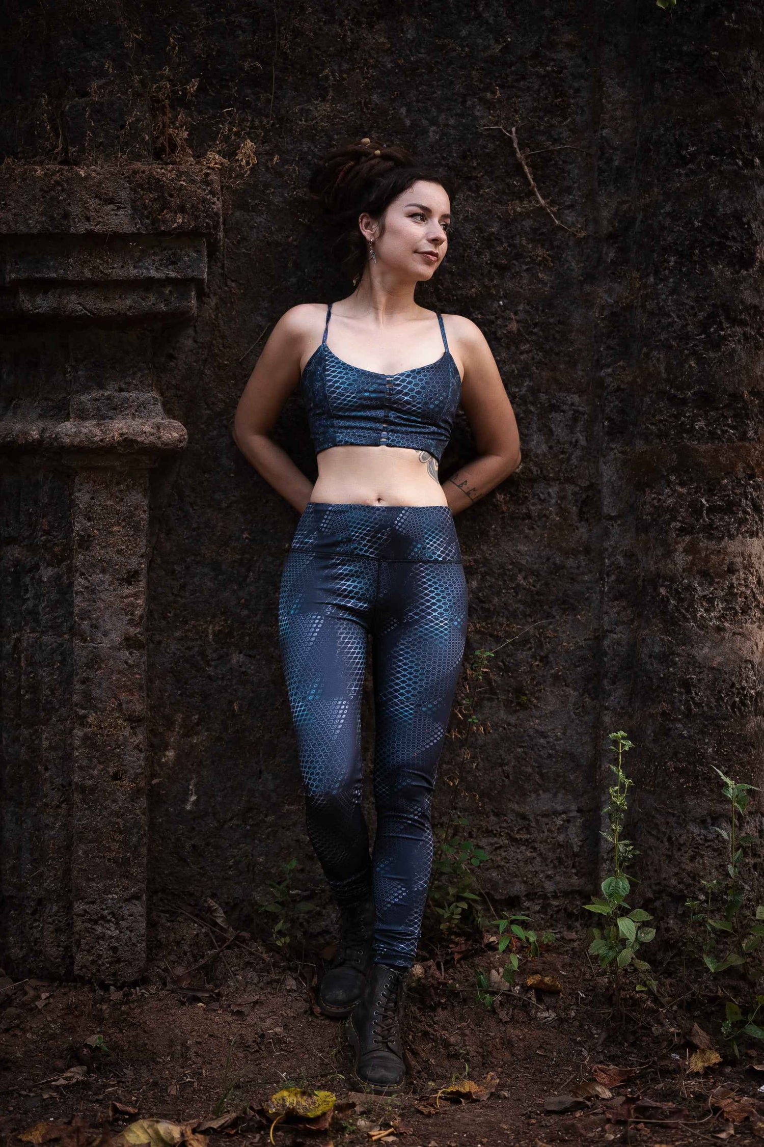 HEXAGON DWELL | Women's Nylon Lycra Leggings | Pixie Psy Festival Rave Leggings