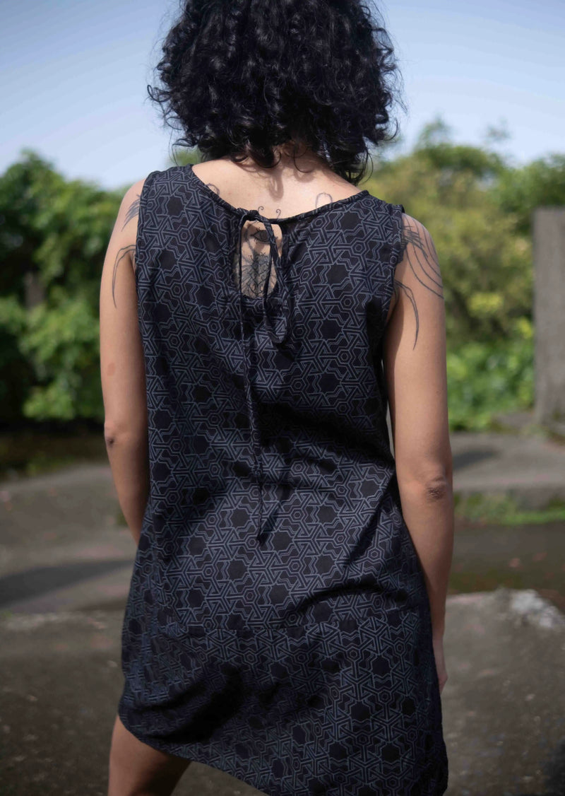 geometric print festival dress back design