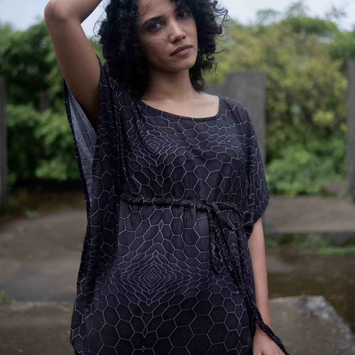 geometric pattern festival top viscose