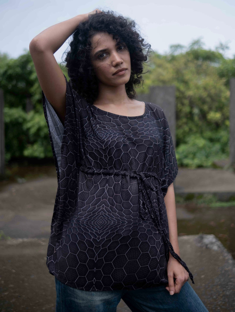 geometric pattern festival top viscose