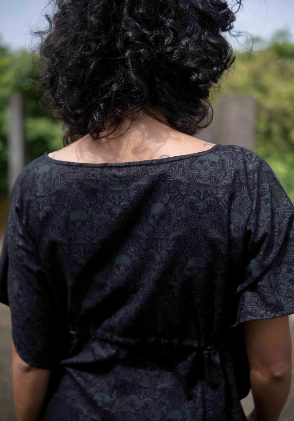 gothic festival top skull back side pattern close up
