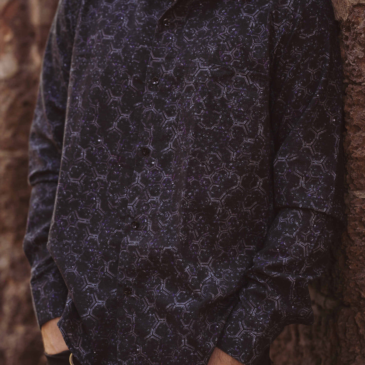 HEXAGON DWELL - Men's Long Sleeve Printed Shirts | Mens Partywear shirts