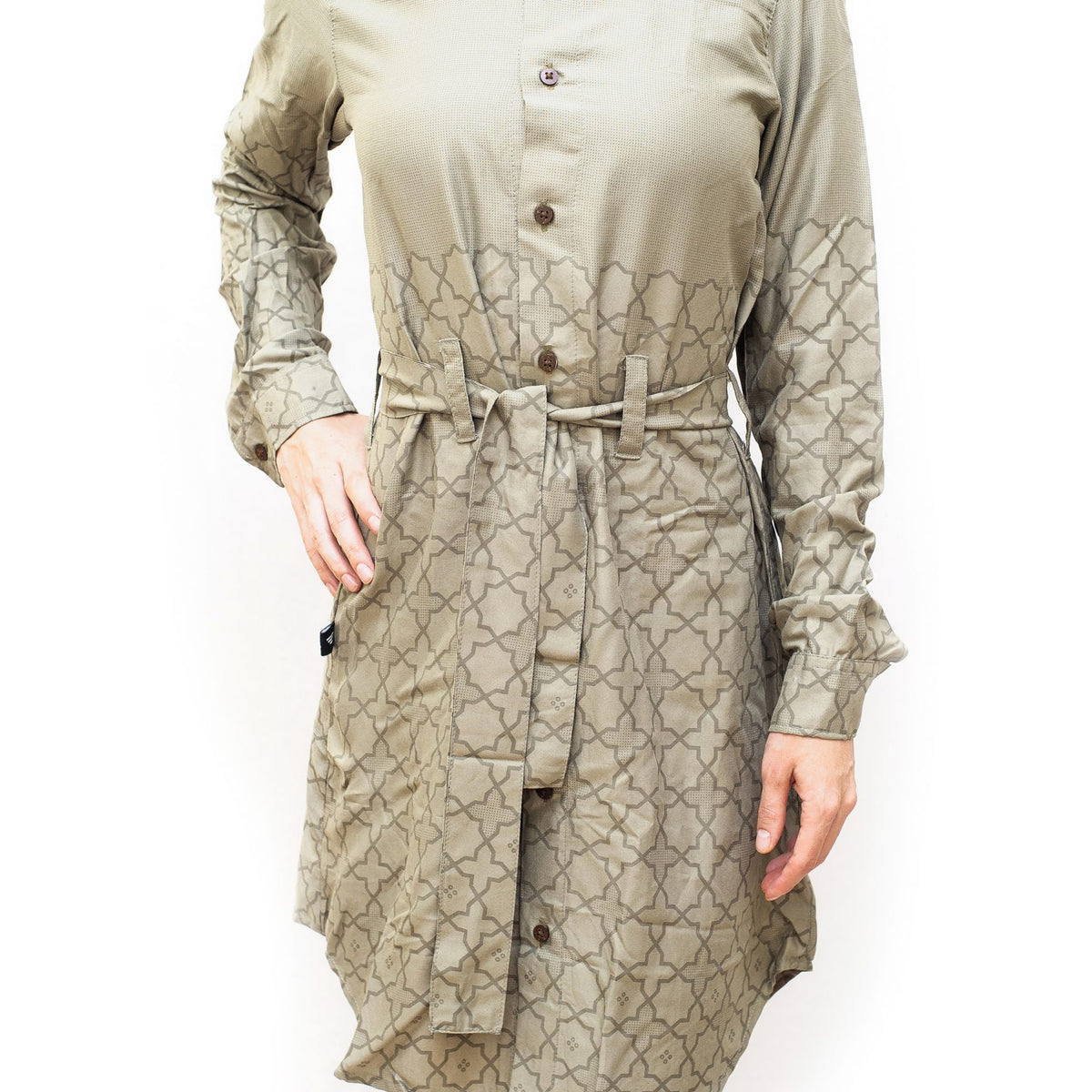 SWASTIK | Women's Viscose Shirt Dress with Belt | Printed Button-up Shirt Dress