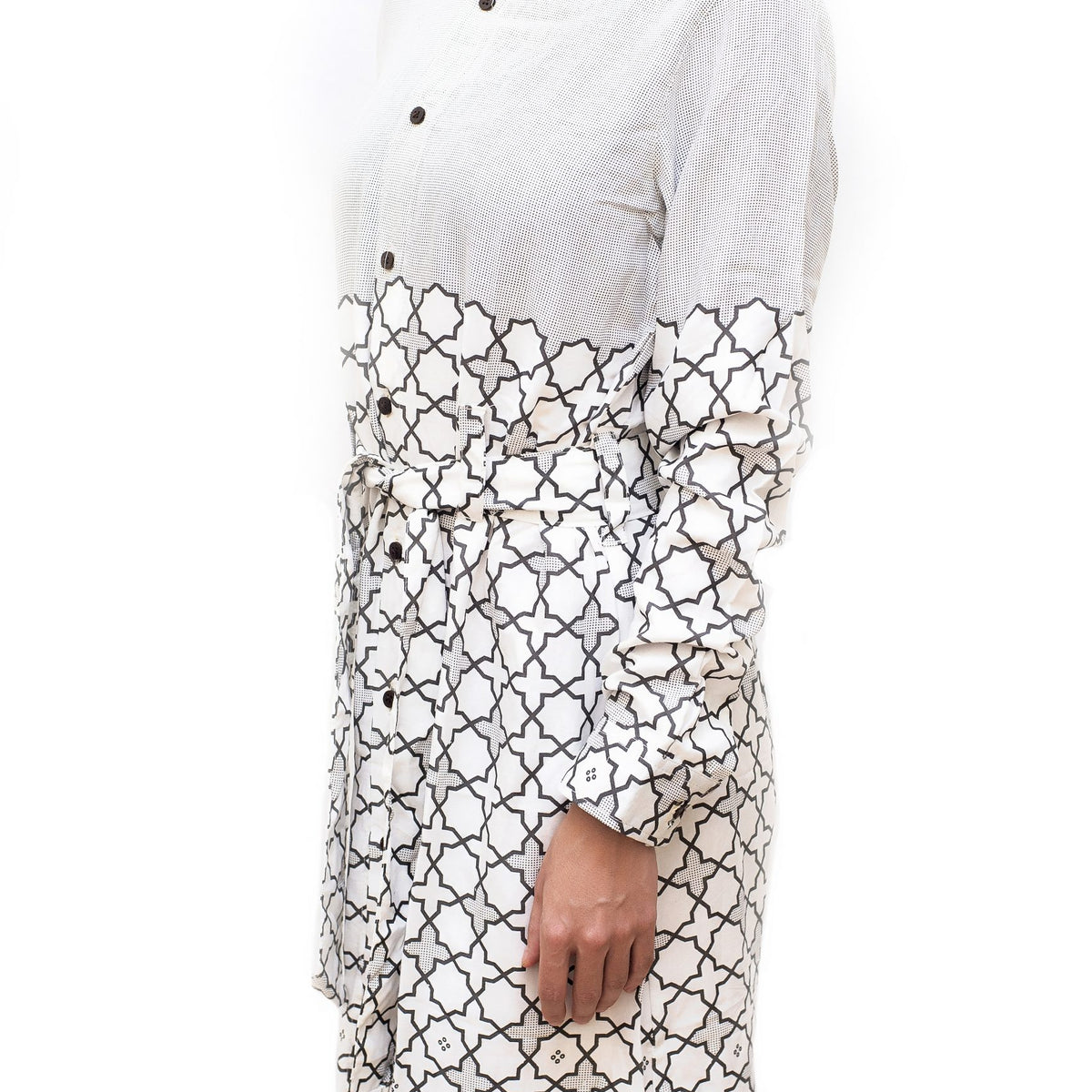 SWASTIK | Women's Viscose Shirt Dress with Belt | Printed Button-up Shirt Dress