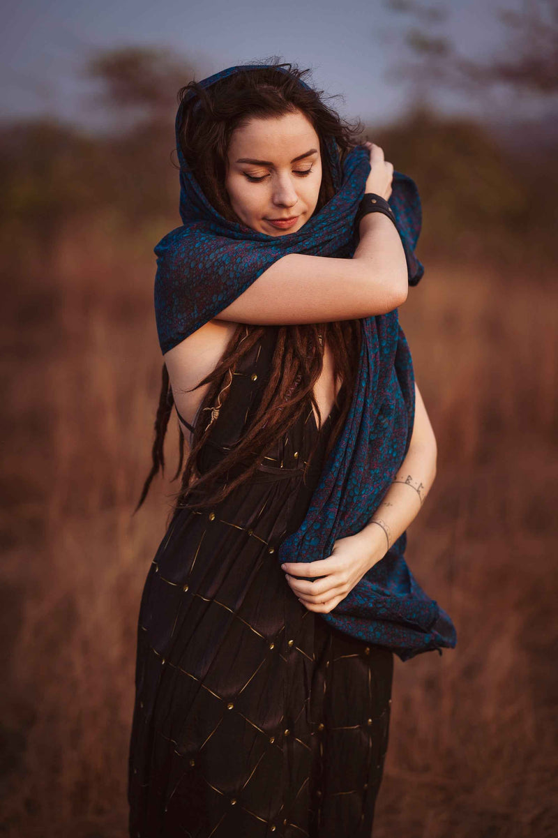 BLUE OCCULT | Women's Bamboo Fabric Scarf | Pixie Festival Gypsy Scarves