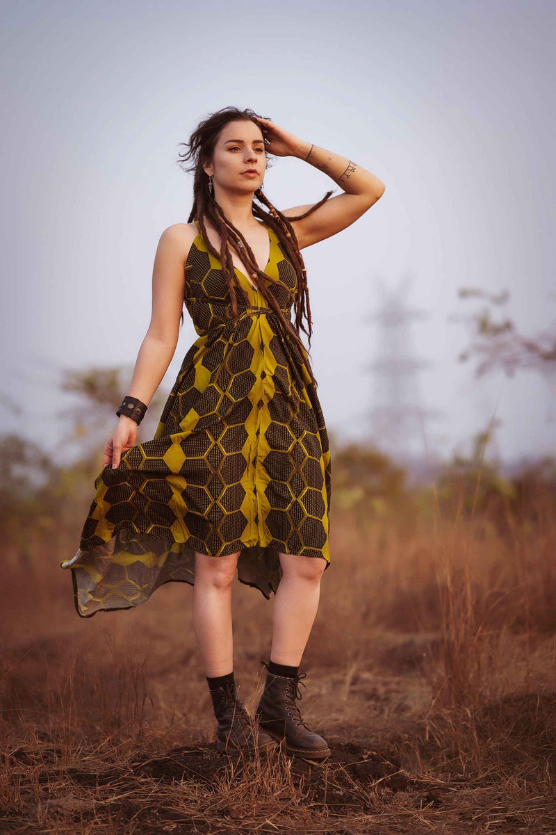 HONEYCOMB | Women's Bamboo Fabric Dress | Hippie Gypsy High-Low Summer Dress