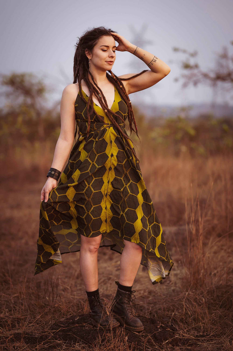 HONEYCOMB | Women's Bamboo Fabric Dress | Hippie Gypsy High-Low Summer Dress