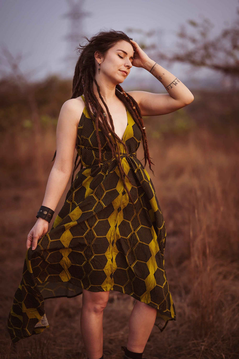 HONEYCOMB | Women's Bamboo Fabric Dress | Hippie Gypsy High-Low Summer Dress